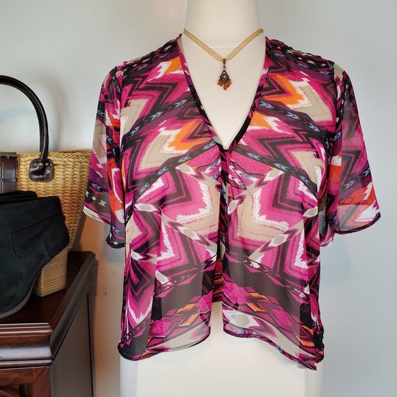 Nue Options Dopamine Sheer Shrug Cardigan With Top Hook & Eye Closure Size LP - Picture 2 of 7